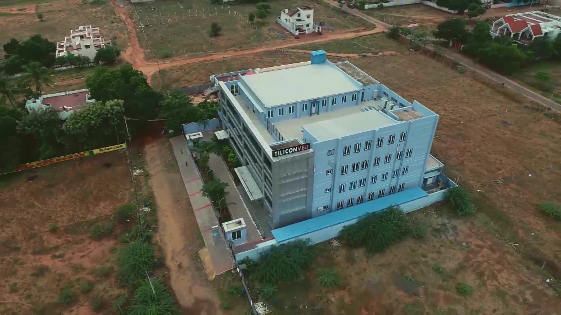 Aerial view of the campus and the neighbourhood