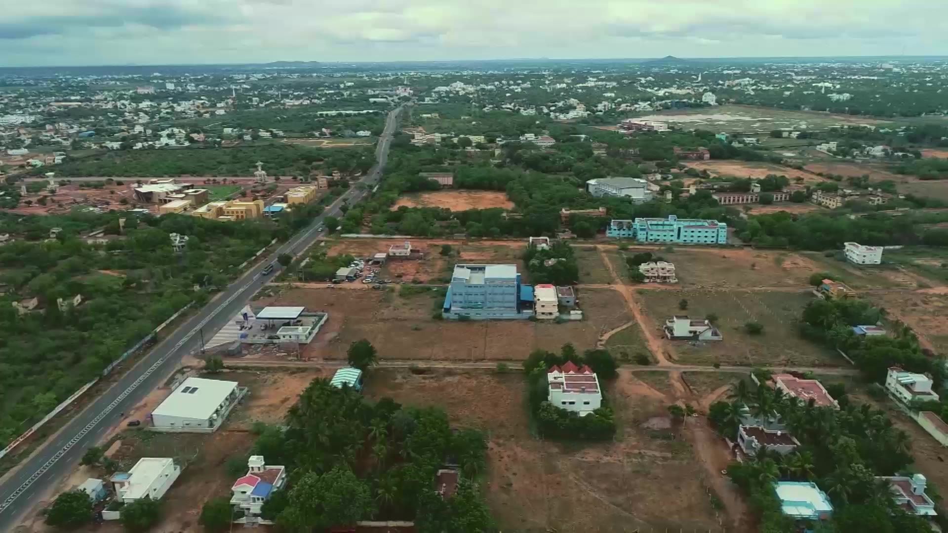 Aerial view of Tirunelveli with the TiliconVeli campus in the foreground