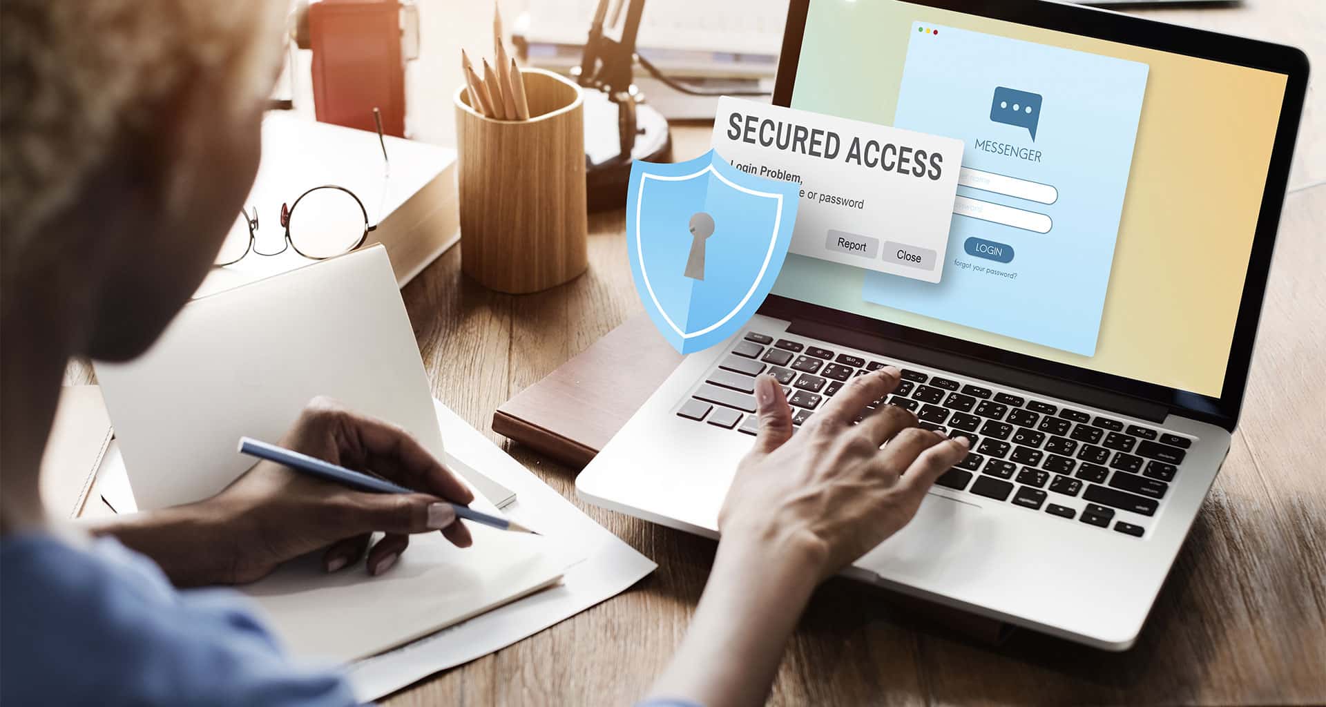 Secure access protection in an online security system illustrates the ways to protect your data in coworking spaces.